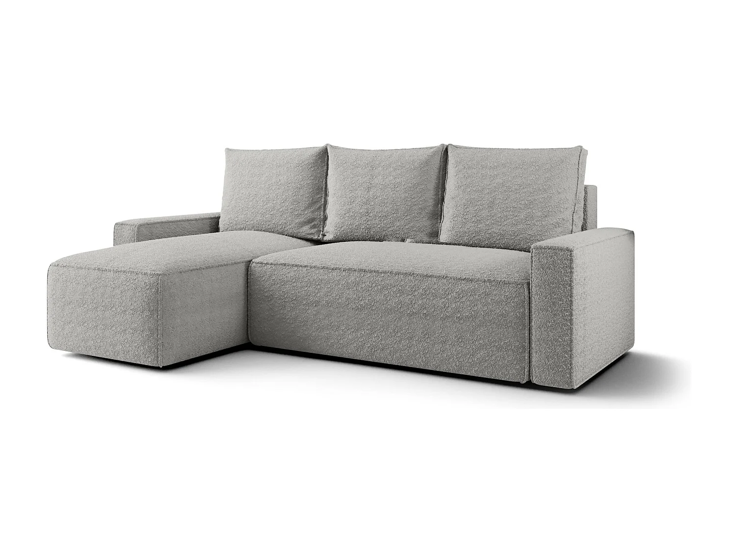 Canapé d'angle HAVANA gauche gris Bukle Quelle 83 - fonction couchage, coffre à literie
