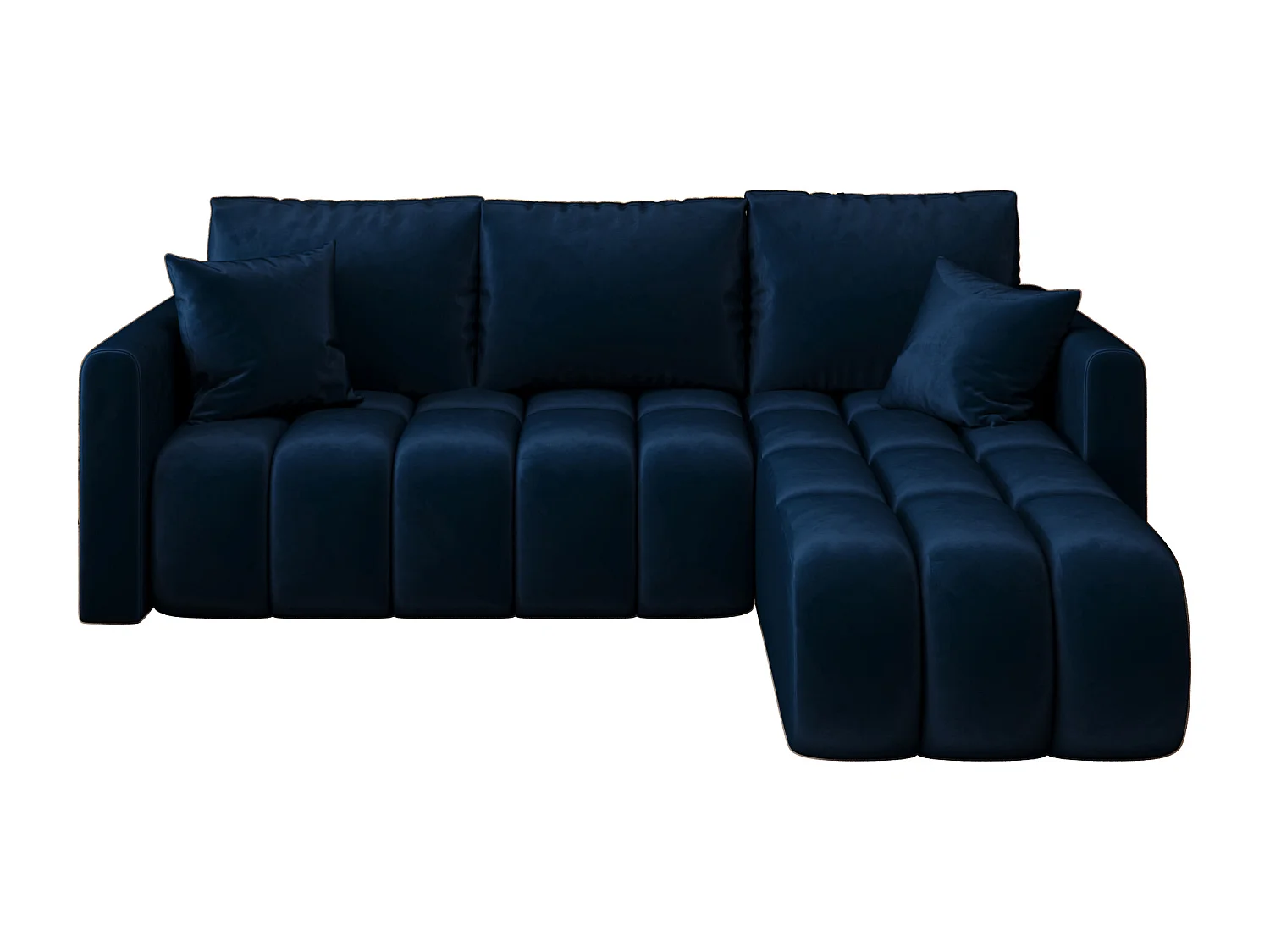 Canapé d'angle GARDA droit bleu foncé velours Monolith 77 - fonction couchage, coffre à literie