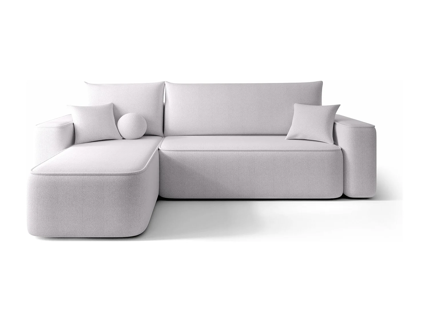 Canapé d'angle TEXAS gauche gris clair tricot Curio 80 - fonction couchage, coffre à literie