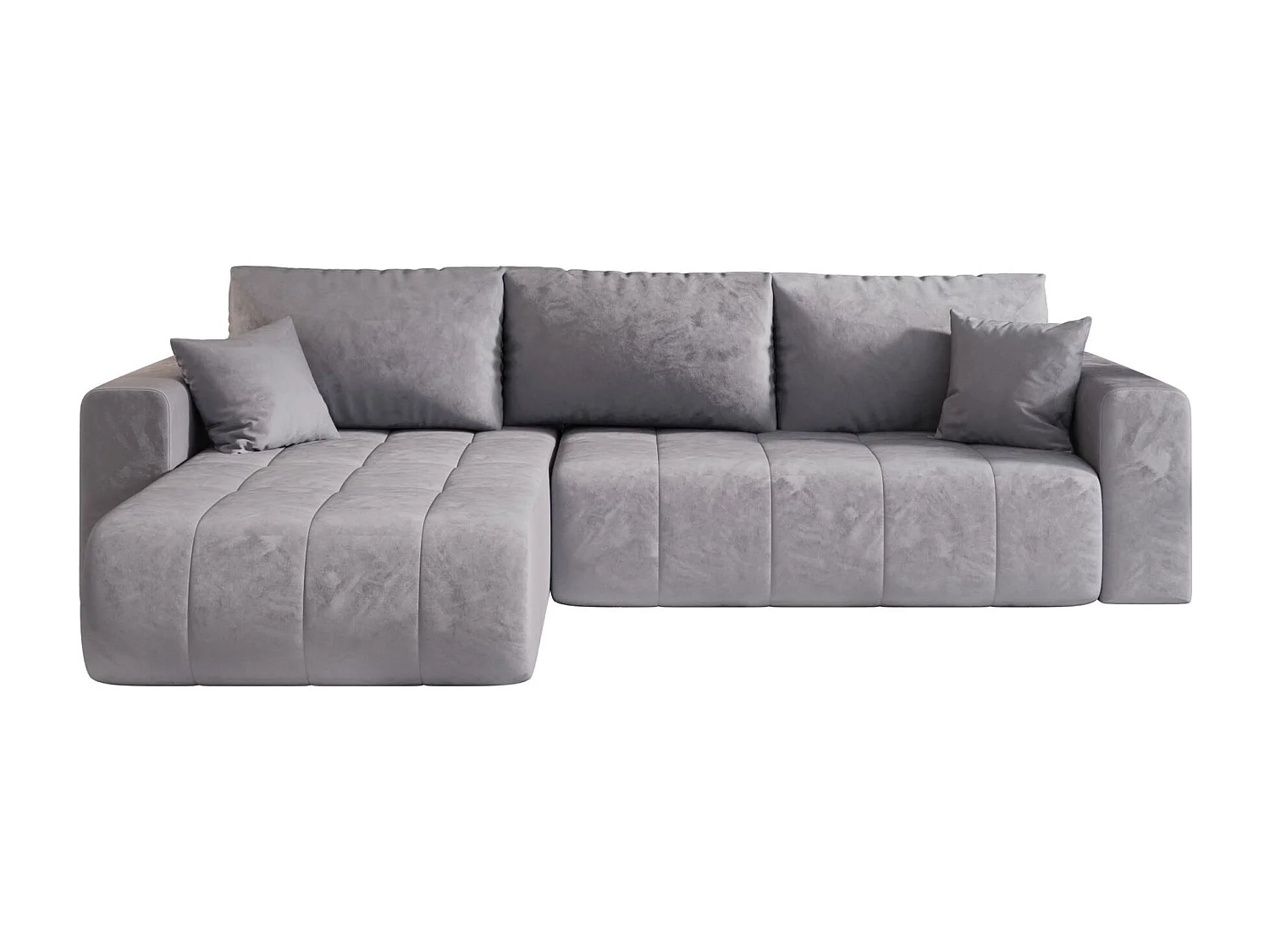 Canapé d'angle LARA gauche bleu velours Monolith 70 - fonction couchage, coffre à literie