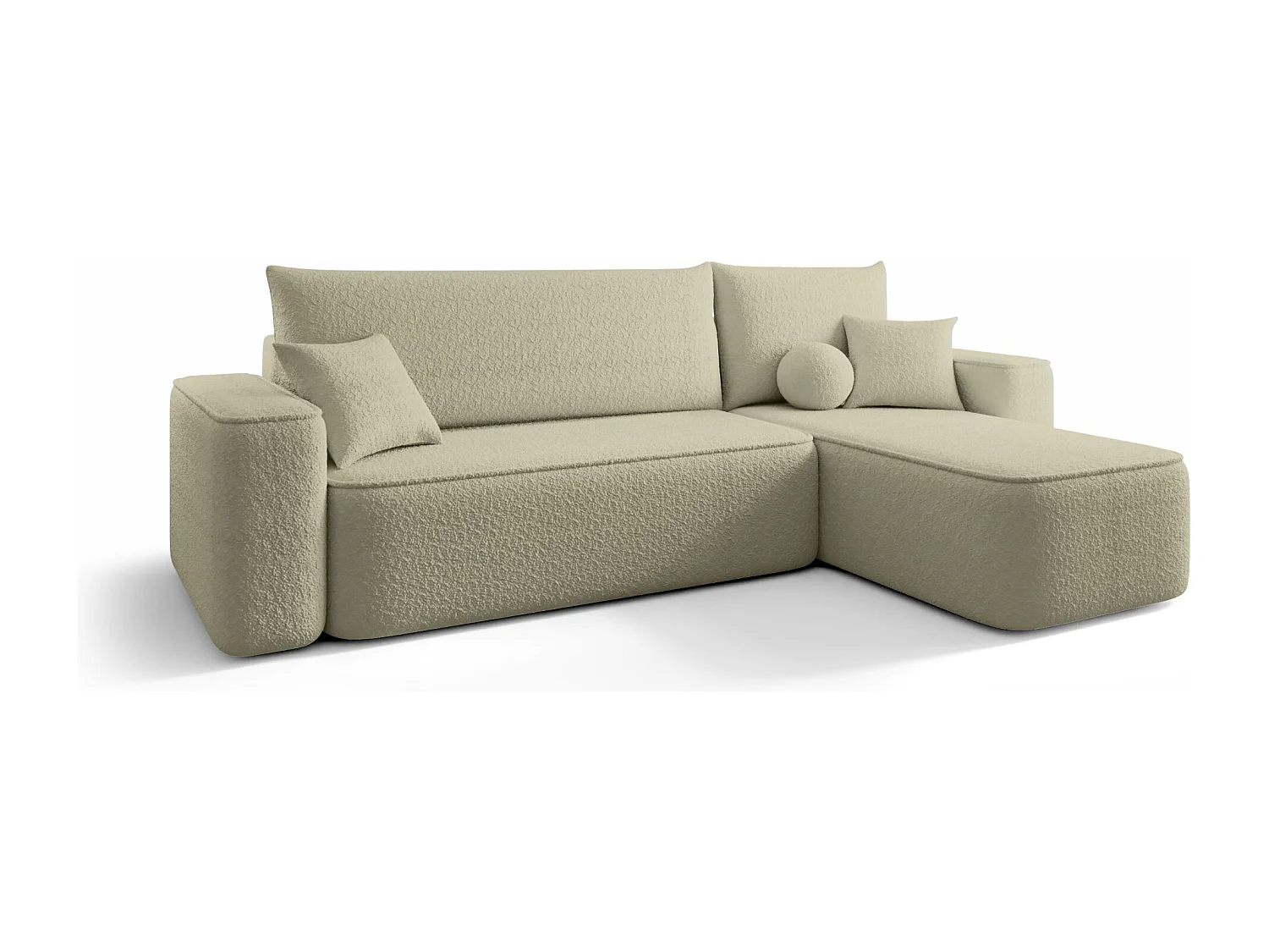 Canapé d'angle TEXAS droit beige foncé Bukle Quelle 6 - fonction couchage, coffre à literie
