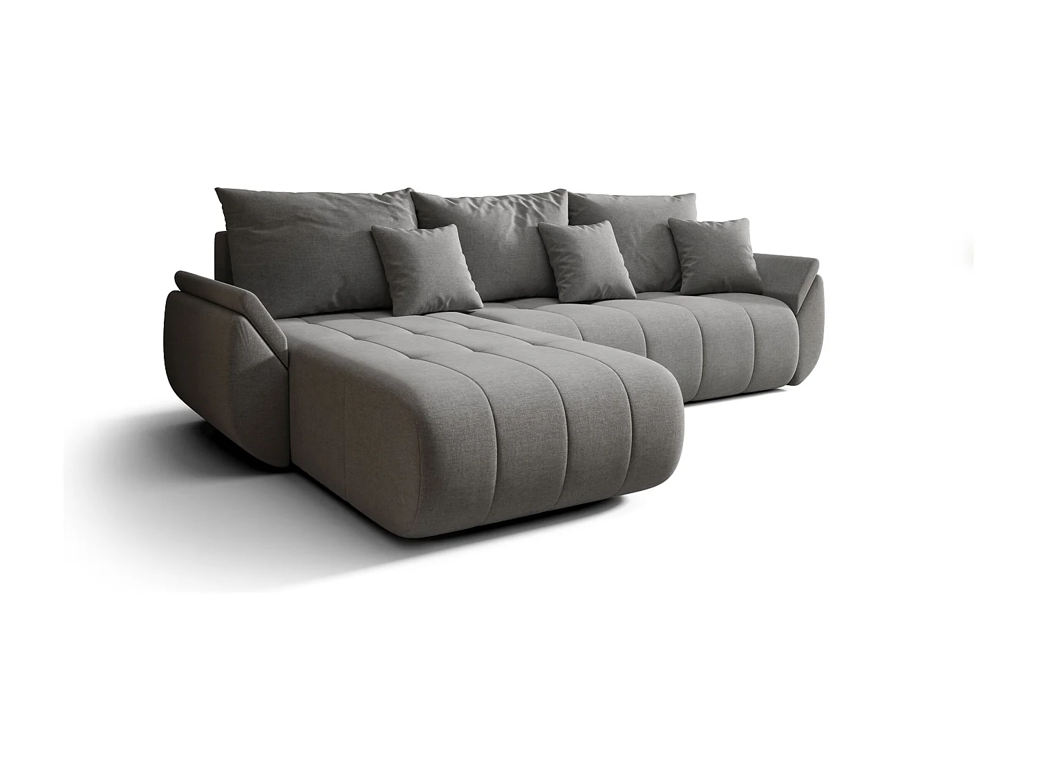 Canapé d'angle SYDNEY gauche beige foncé tricot Wind 21 - fonction couchage, coffre à literie