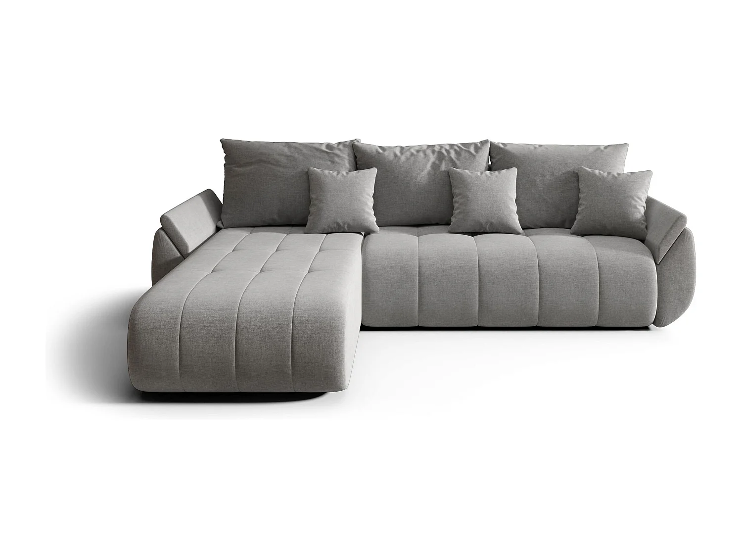 Canapé d'angle SYDNEY gauche beige foncé tricot Wind 21 - fonction couchage, coffre à literie