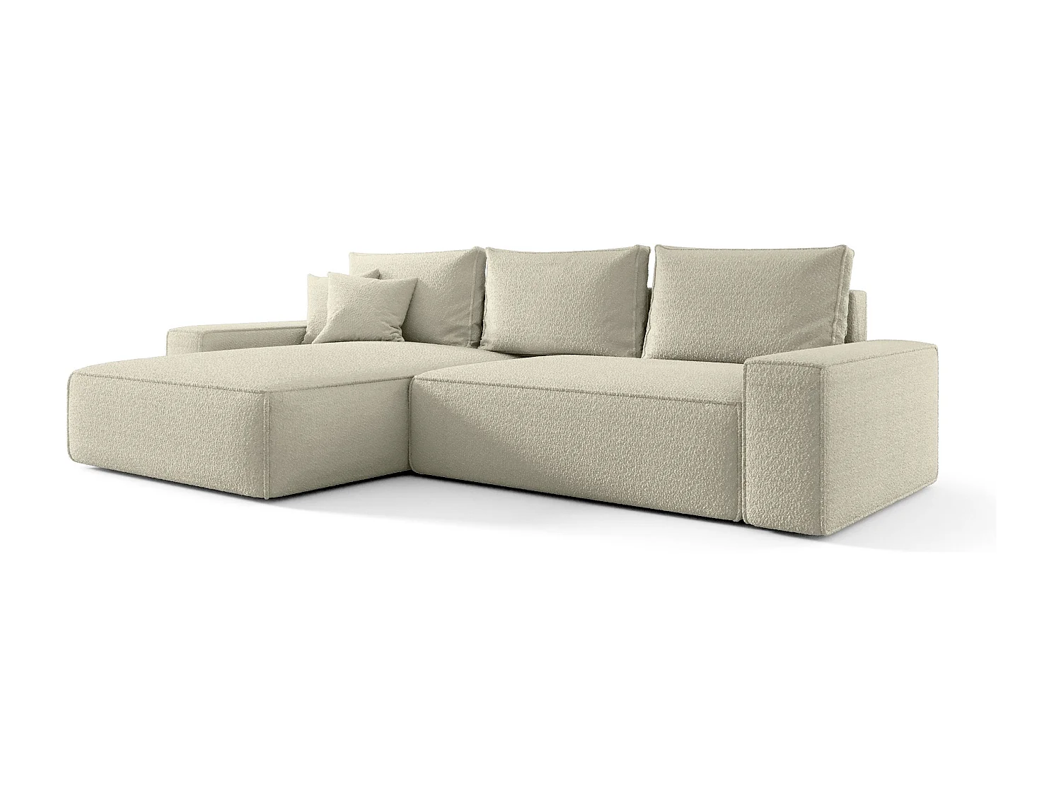 Canapé d'angle CALIFORNIA gauche beige Bukle Quelle 3 - fonction couchage, coffre à literie