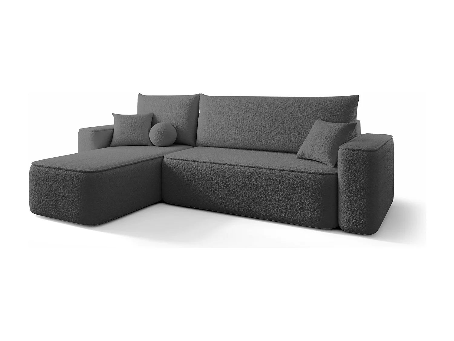 Canapé d'angle TEXAS gauche gris foncé Bukle Quelle 92 - fonction couchage, coffre à literie