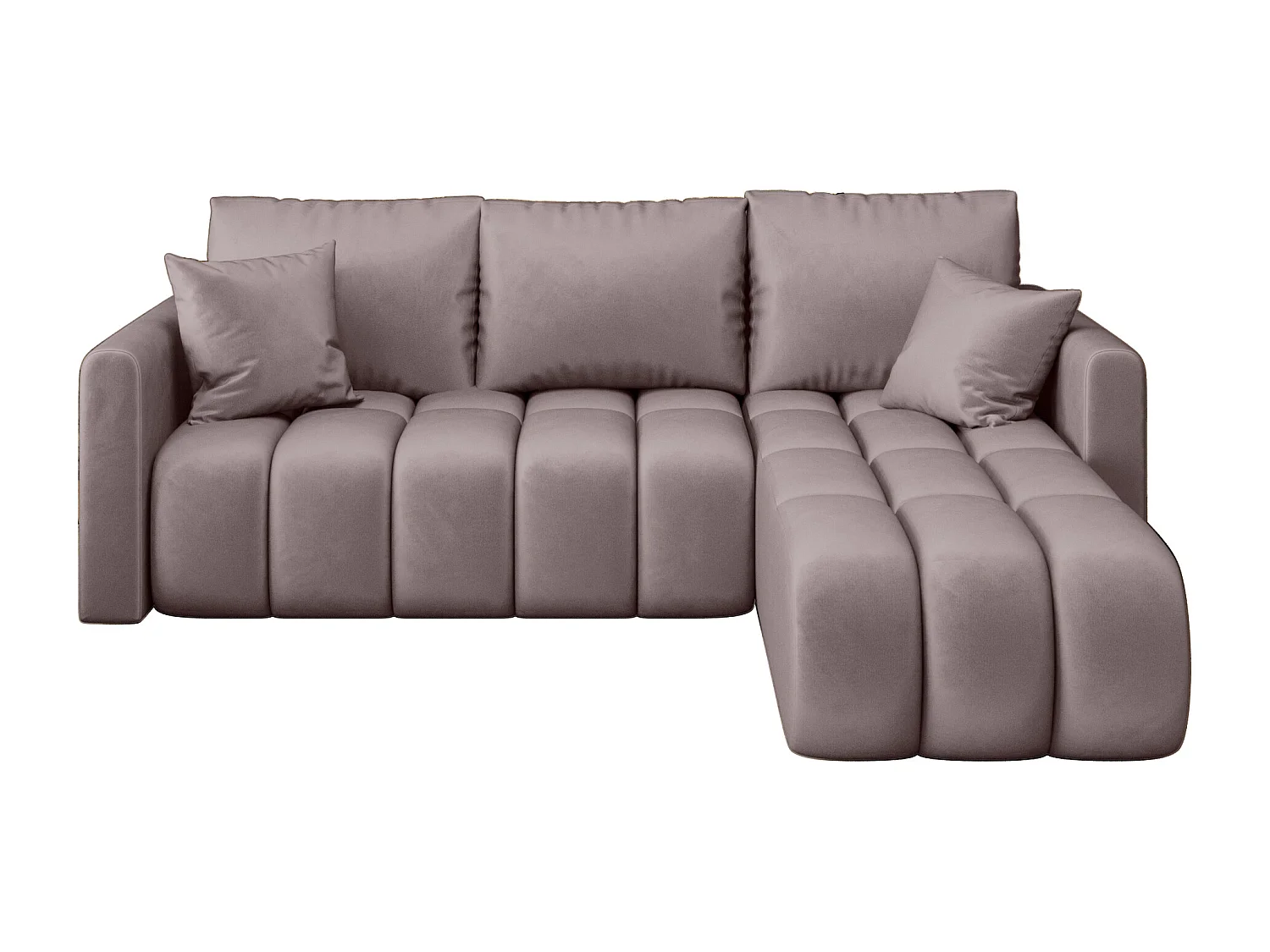 Canapé d'angle GARDA droit rose foncé velours Monolith 62 - fonction couchage, coffre à literie