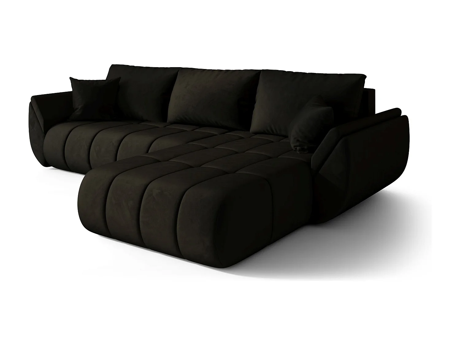 Canapé d'angle SYDNEY PREMIUM droit graphite velours Monolith 95 - fonction couchage, coffre à literie