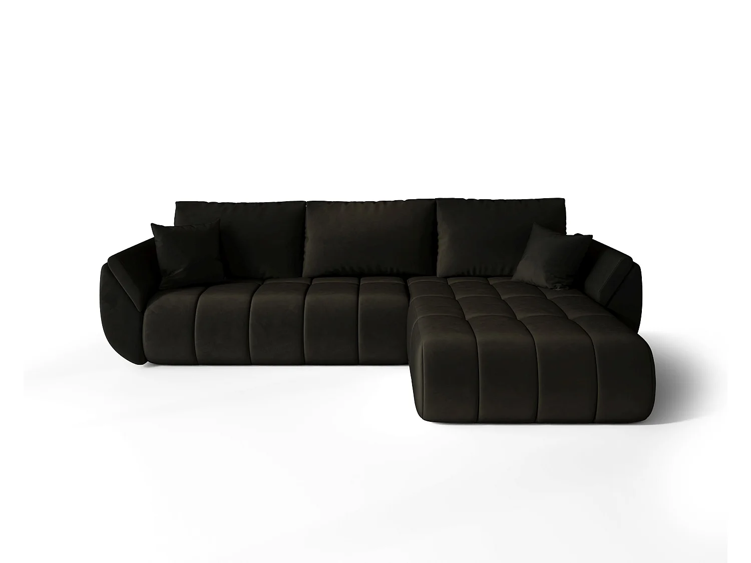 Canapé d'angle SYDNEY PREMIUM droit graphite velours Monolith 95 - fonction couchage, coffre à literie