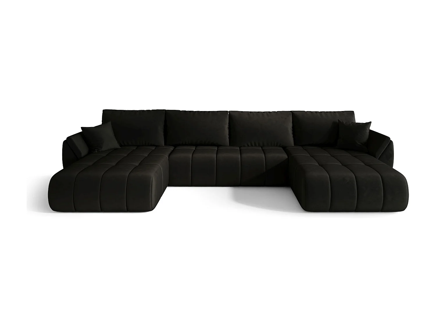 Canapé d'angle SYDNEY PREMIUM en U graphite velours Monolith 95 - fonction couchage, coffre à literie