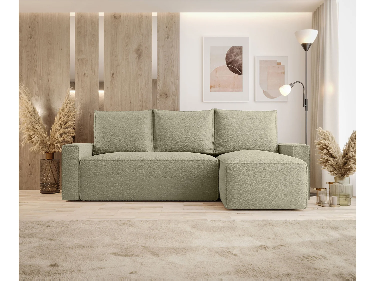 Canapé d'angle HAVANA droit beige foncé Bukle Quelle 6 - fonction couchage, coffre à literie
