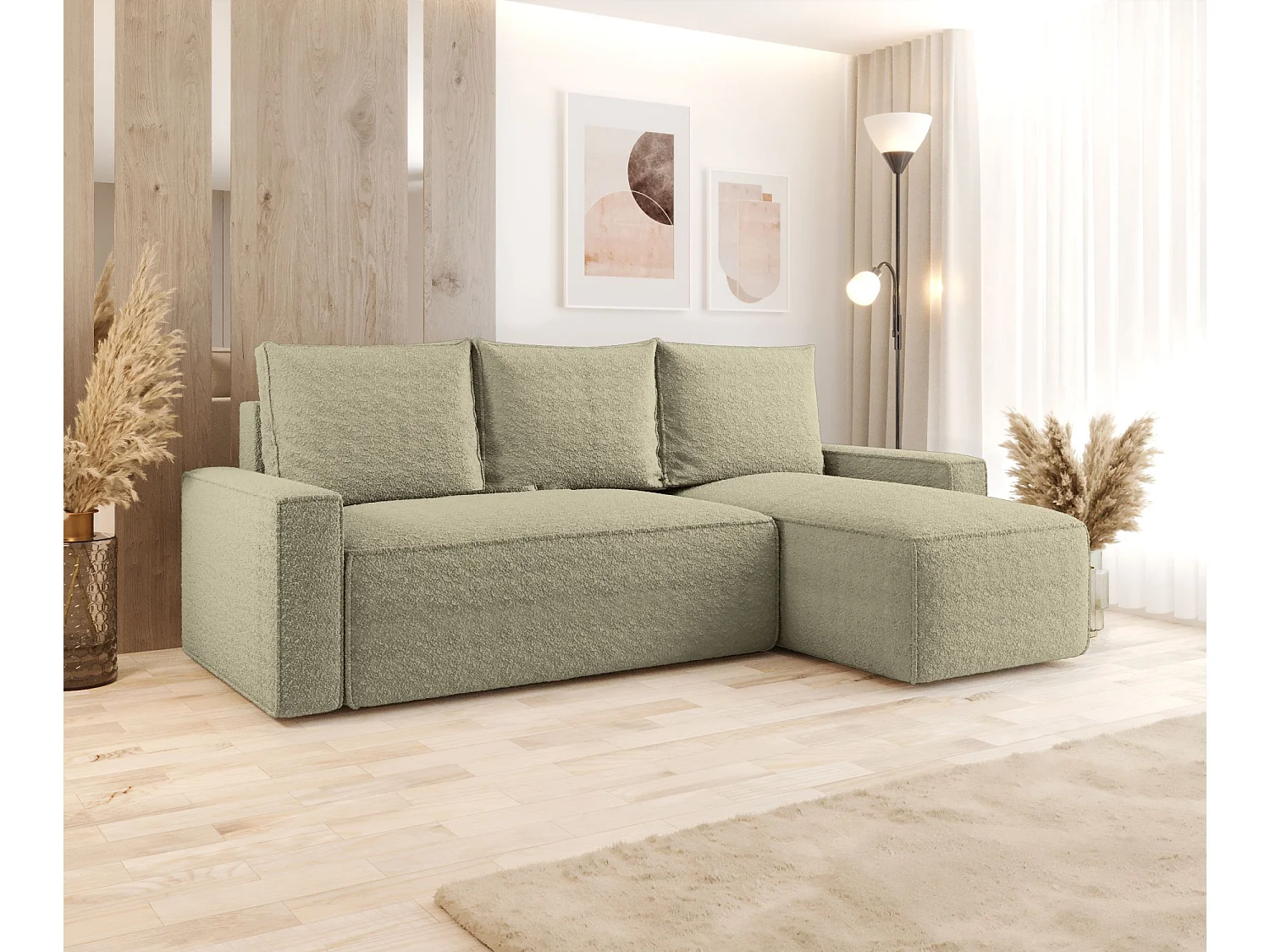 Canapé d'angle HAVANA droit beige foncé Bukle Quelle 6 - fonction couchage, coffre à literie