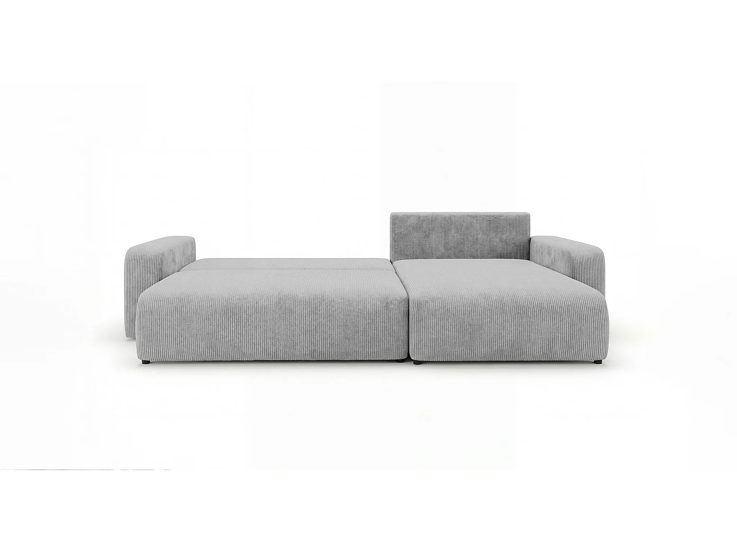 Canapé d'angle BERLIN droit gris velours côtelé Poso 55 - fonction couchage, coffre à literie