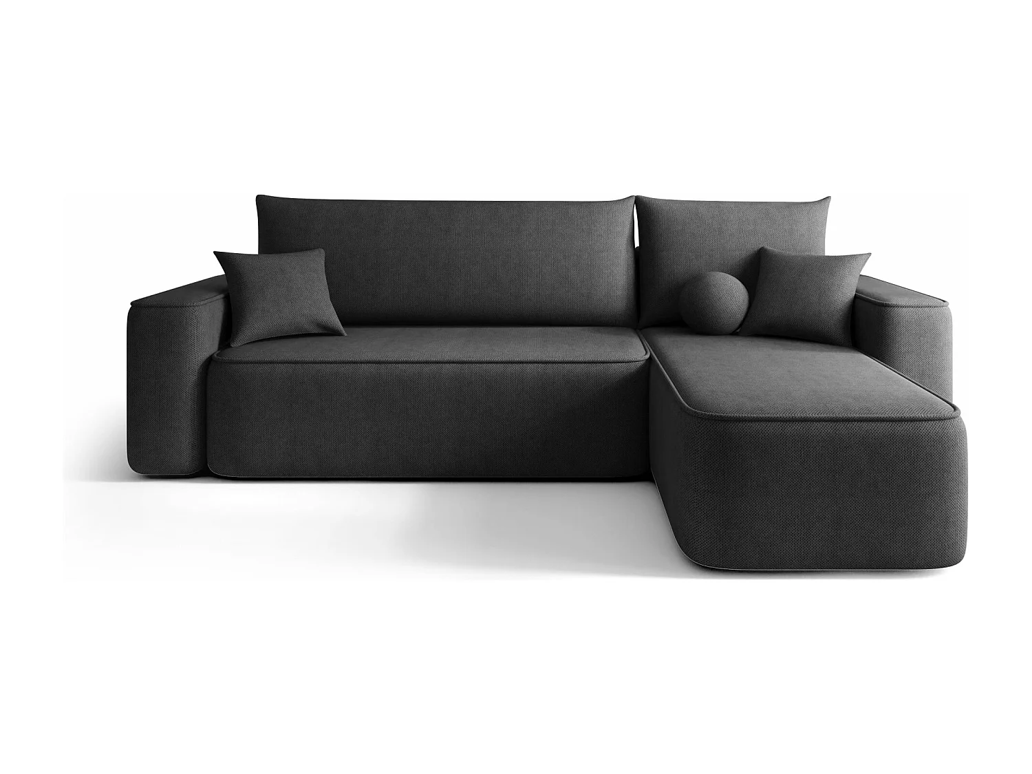 Canapé d'angle TEXAS droit graphite tricot Curio 97 - fonction couchage, coffre à literie