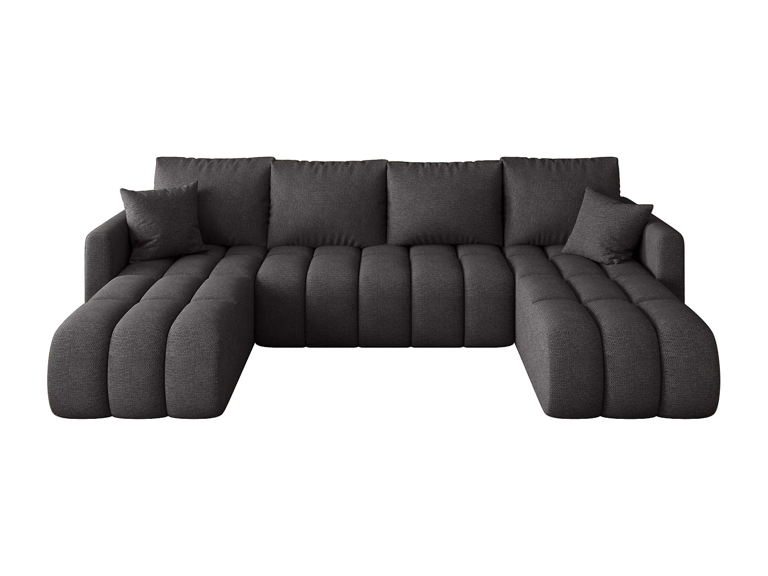 Canapé d'angle GARDA en U gris tricot Aragon 93 - fonction couchage, coffre à literie