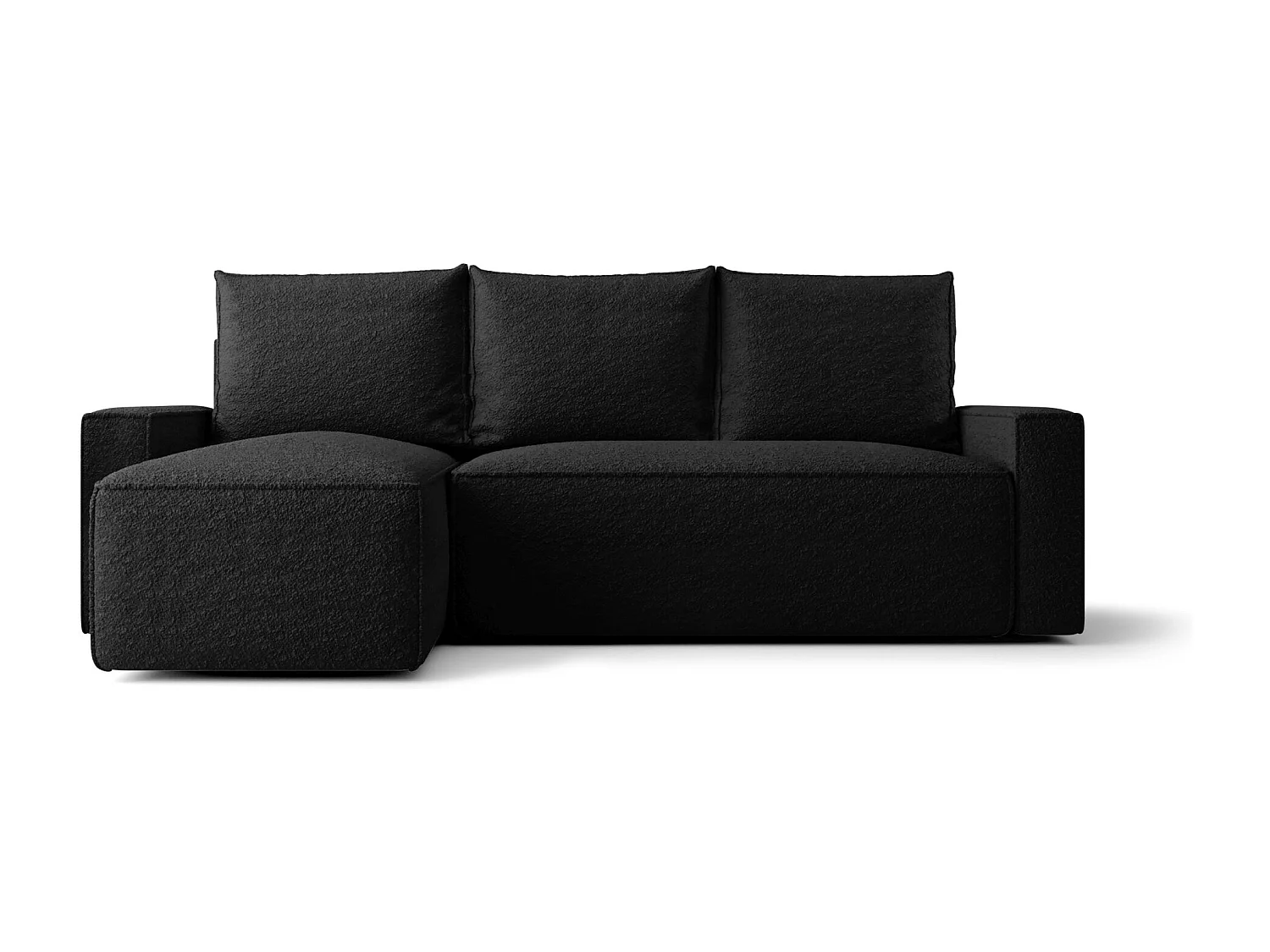 Canapé d'angle HAVANA gauche noir Bukle Quelle 100 - fonction couchage, coffre à literie