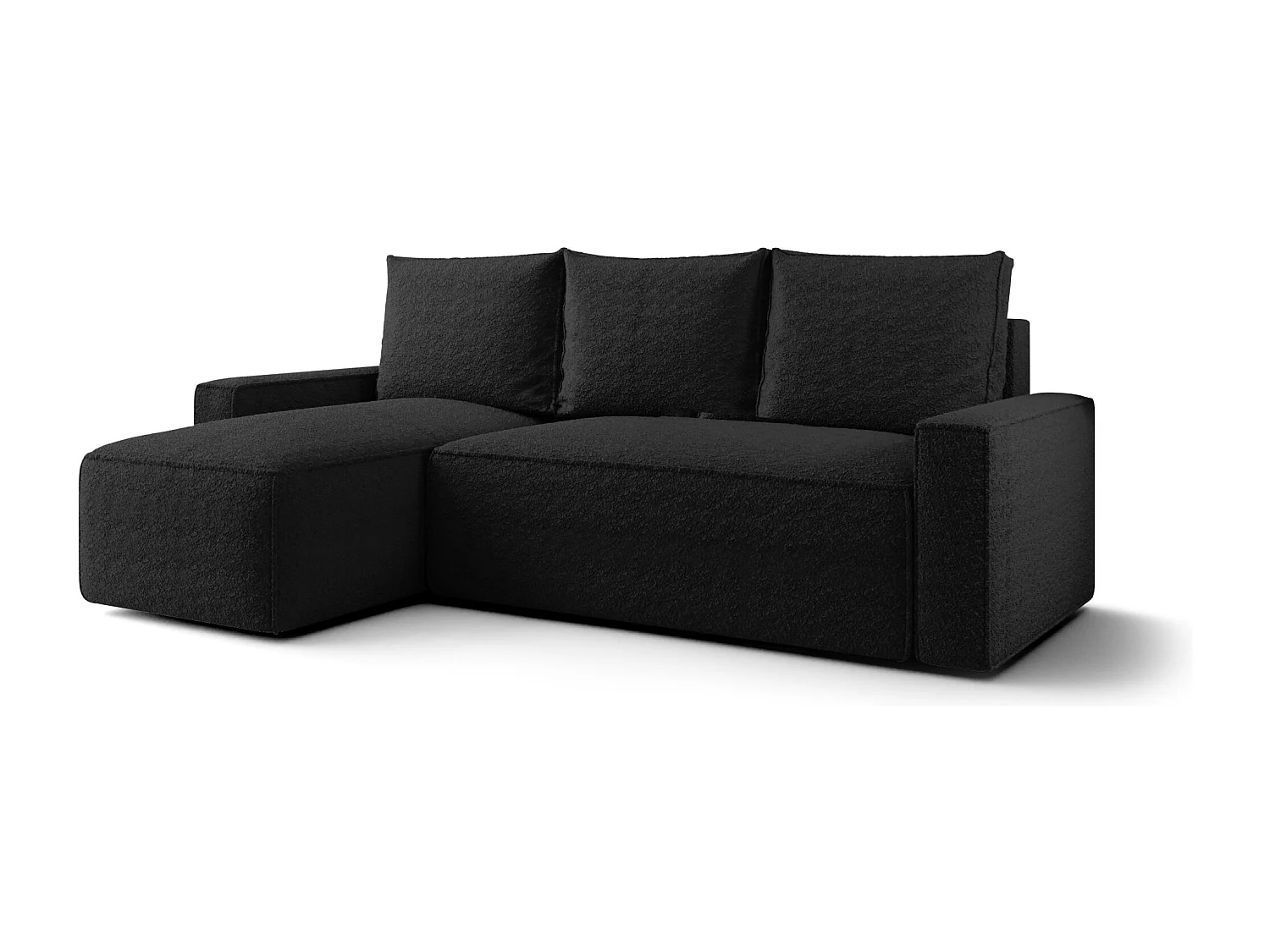 Canapé d'angle HAVANA gauche noir Bukle Quelle 100 - fonction couchage, coffre à literie