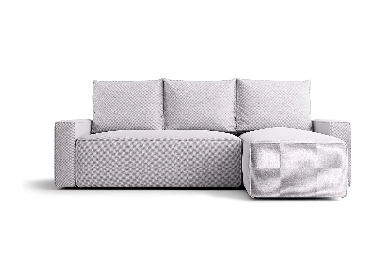 Canapé d'angle HAVANA droit gris clair tricot Curio 80 - fonction couchage, coffre à literie