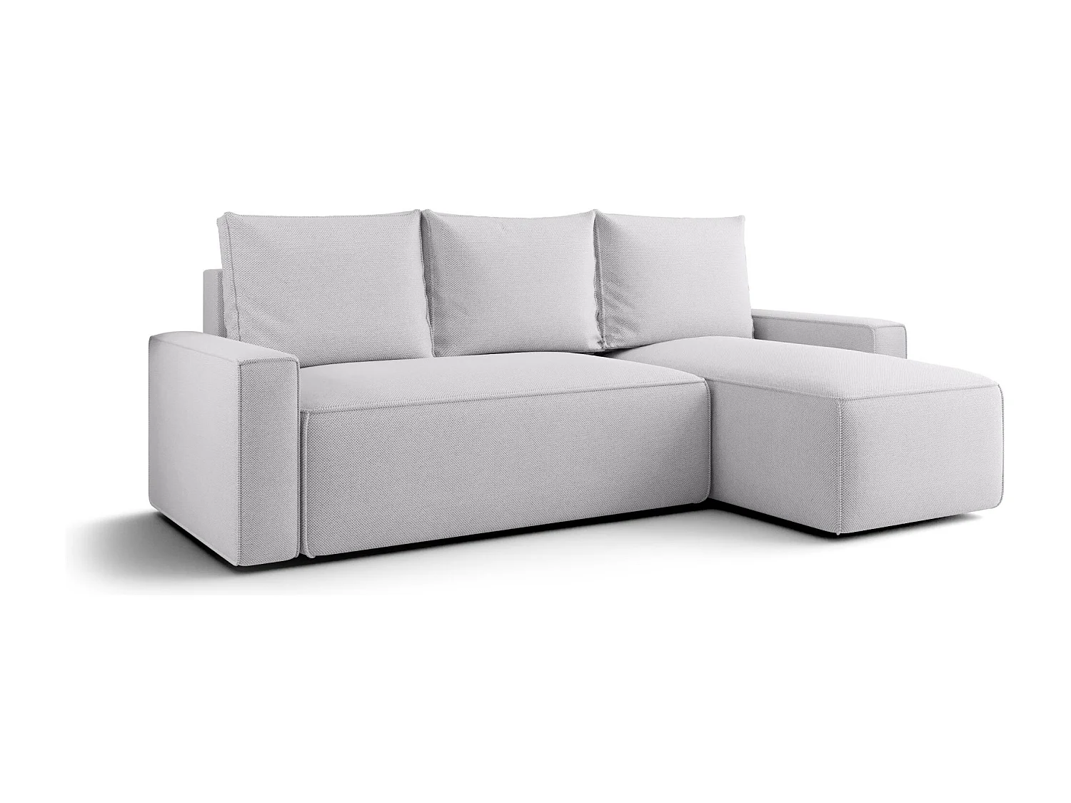 Canapé d'angle HAVANA droit gris clair tricot Curio 80 - fonction couchage, coffre à literie