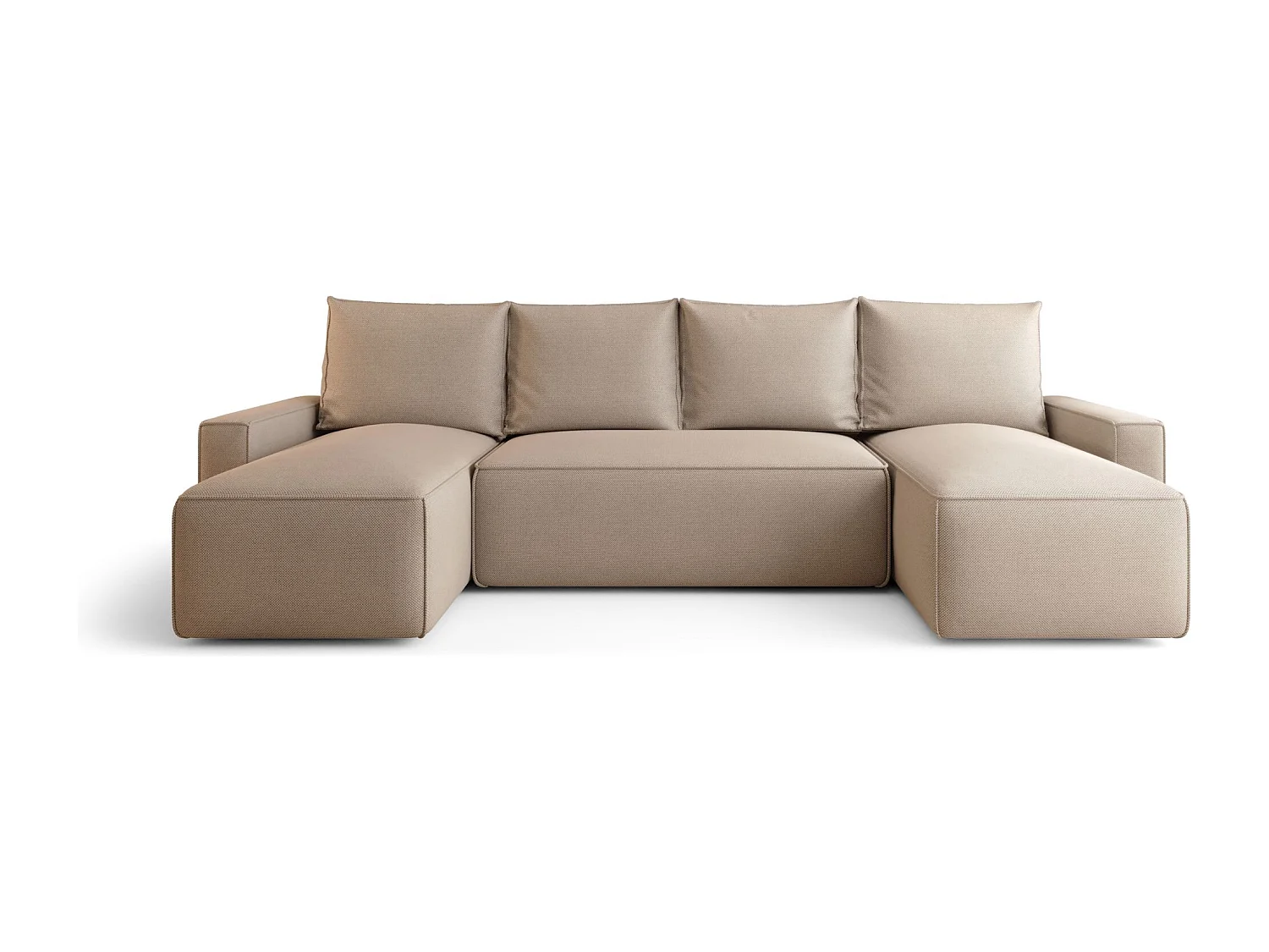 Canapé d'angle HAVANA en U Jasno Brazowy tricot Curio 15 - fonction couchage, coffre à literie