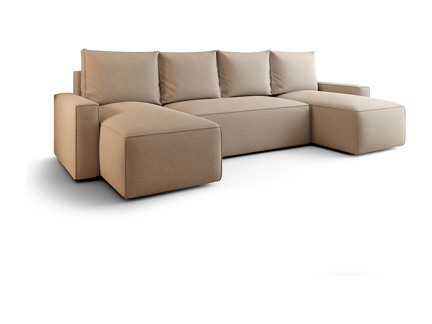 Canapé d'angle HAVANA en U Jasno Brazowy tricot Curio 15 - fonction couchage, coffre à literie