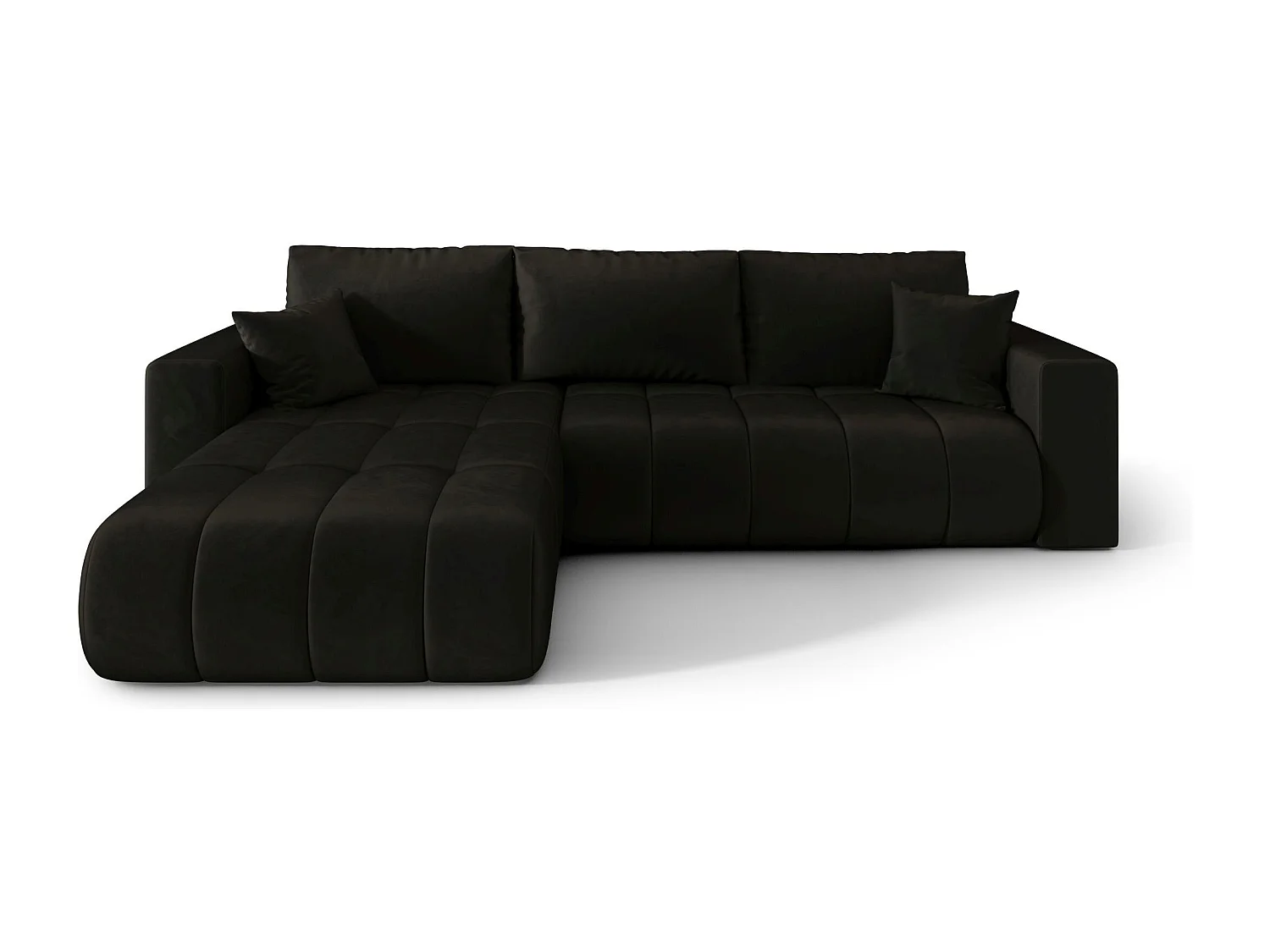 Canapé d'angle LARA PREMIUM gauche graphite velours Monolith 95 - fonction couchage, coffre à literie