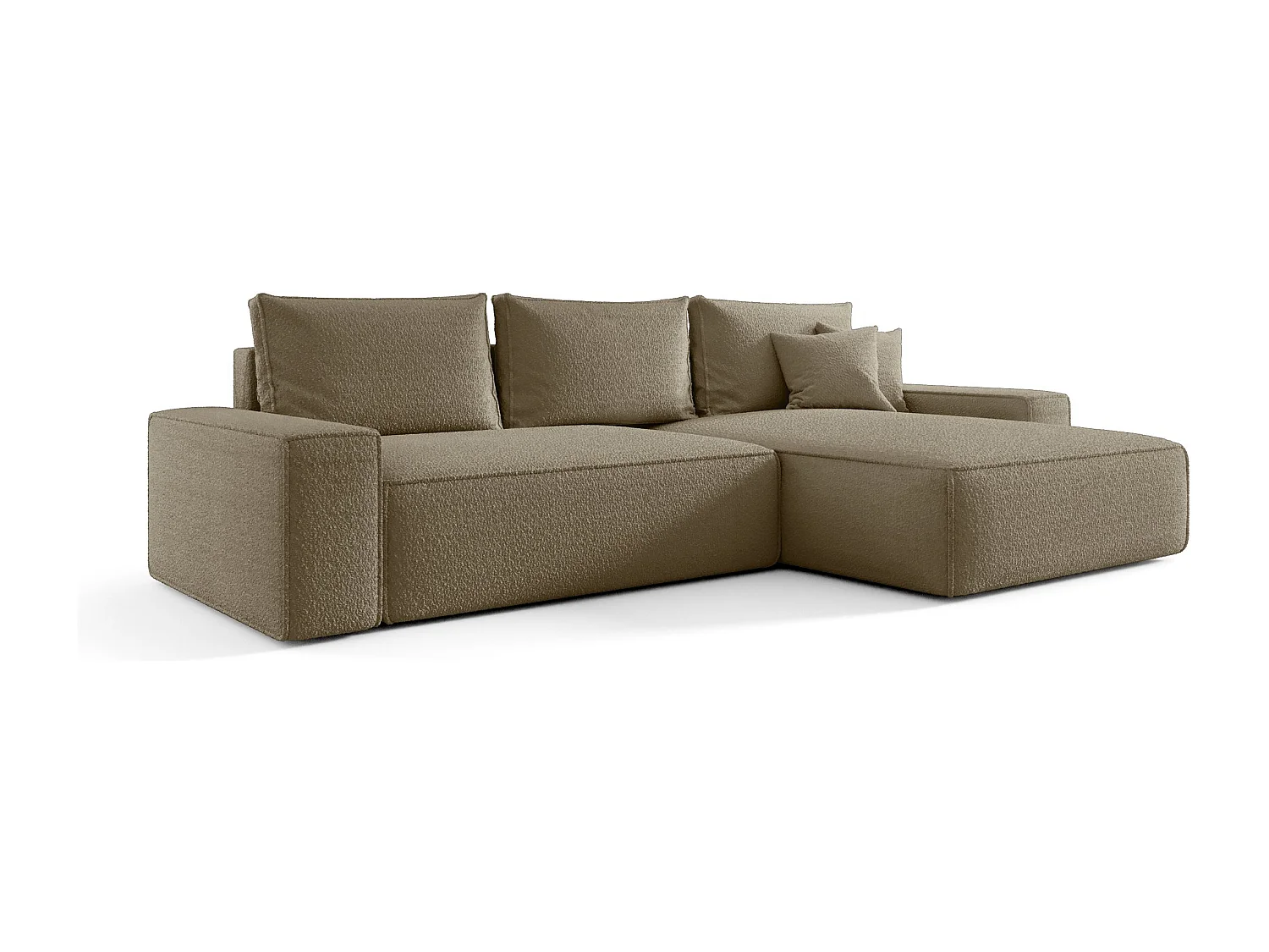 Canapé d'angle CALIFORNIA droit Jasno Brazowy Bukle Quelle 18 - fonction couchage, coffre à literie