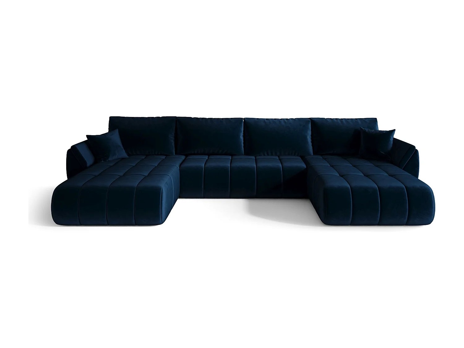 Canapé d'angle SYDNEY PREMIUM en U bleu foncé velours Monolith 77 - fonction couchage, coffre à literie