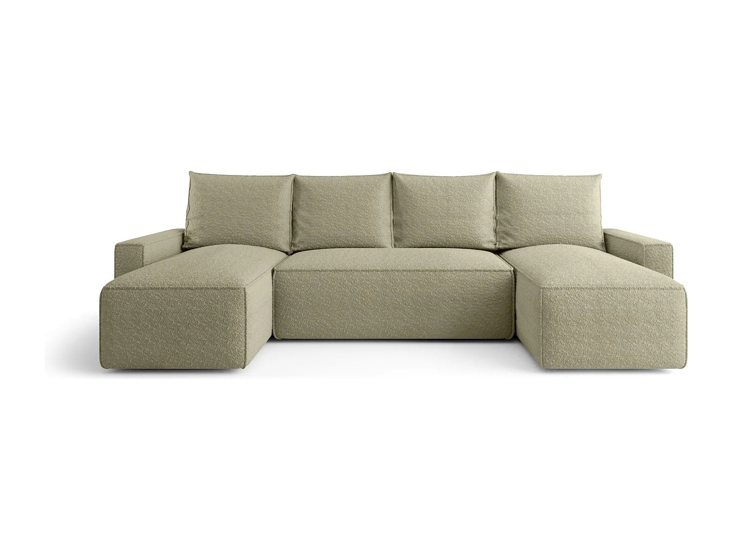 Canapé d'angle HAVANA en U beige foncé Bukle Quelle 6 - fonction couchage, coffre à literie