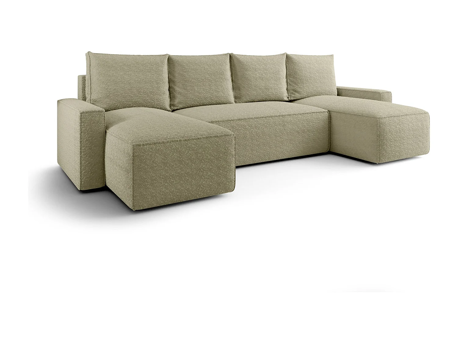 Canapé d'angle HAVANA en U beige foncé Bukle Quelle 6 - fonction couchage, coffre à literie