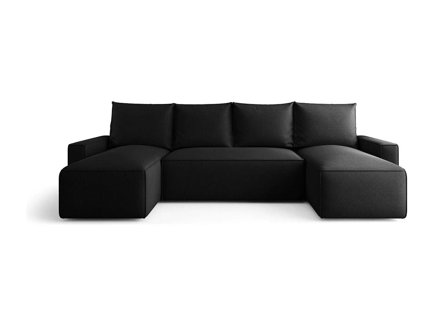 Canapé d'angle HAVANA en U noir tricot Curio 99 - fonction couchage, coffre à literie