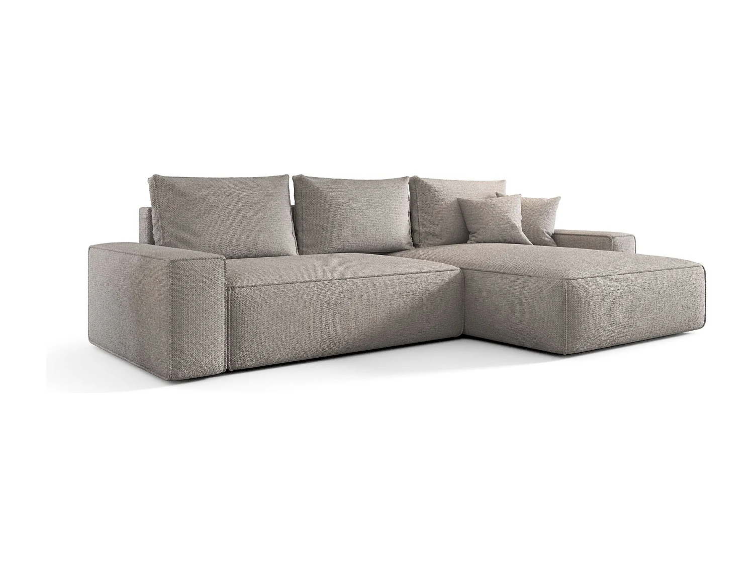 Canapé d'angle CALIFORNIA droit gris clair tricot Aragon 80 - fonction couchage, coffre à literie