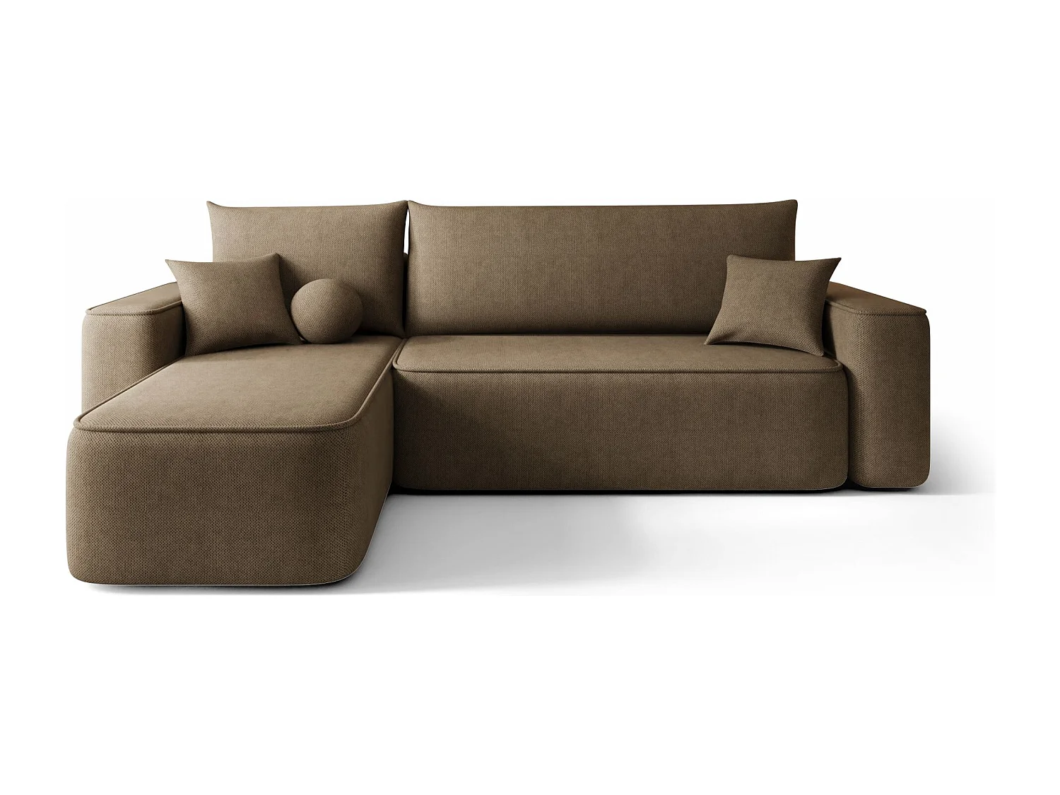 Canapé d'angle TEXAS gauche marron tricot Curio 20 - fonction couchage, coffre à literie