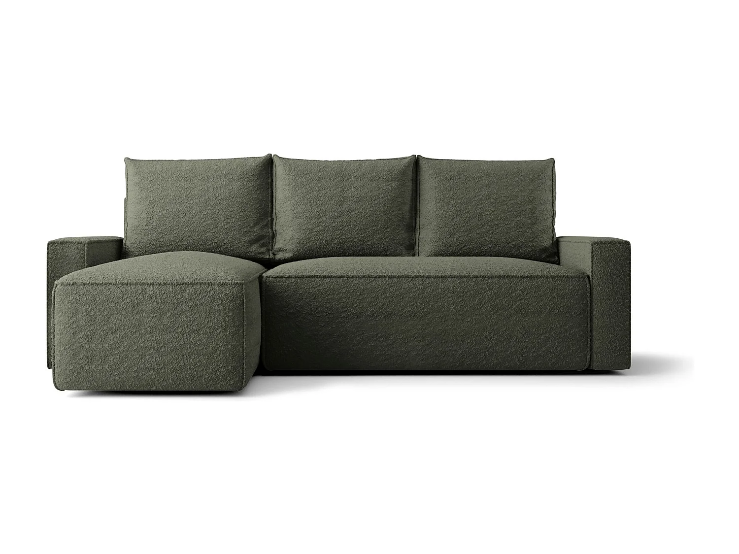 Canapé d'angle HAVANA gauche Ciemno Zielony Bukle Quelle 37 - fonction couchage, coffre à literie
