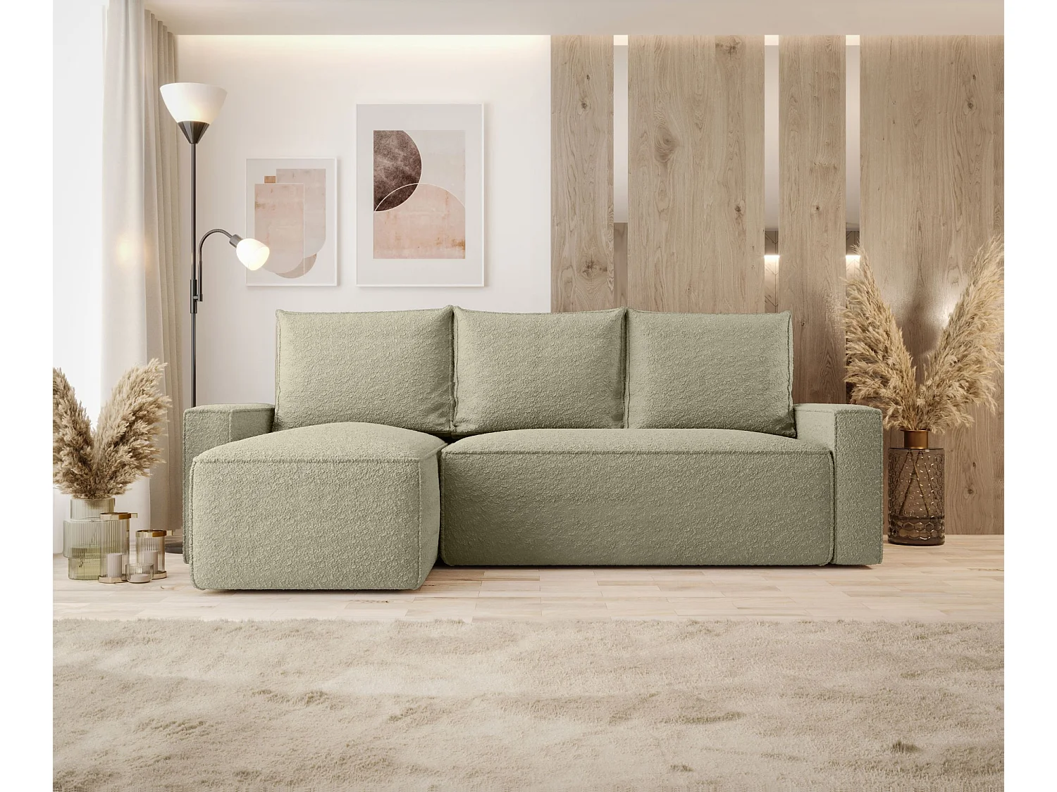 Canapé d'angle HAVANA gauche beige foncé Bukle Quelle 6 - fonction couchage, coffre à literie