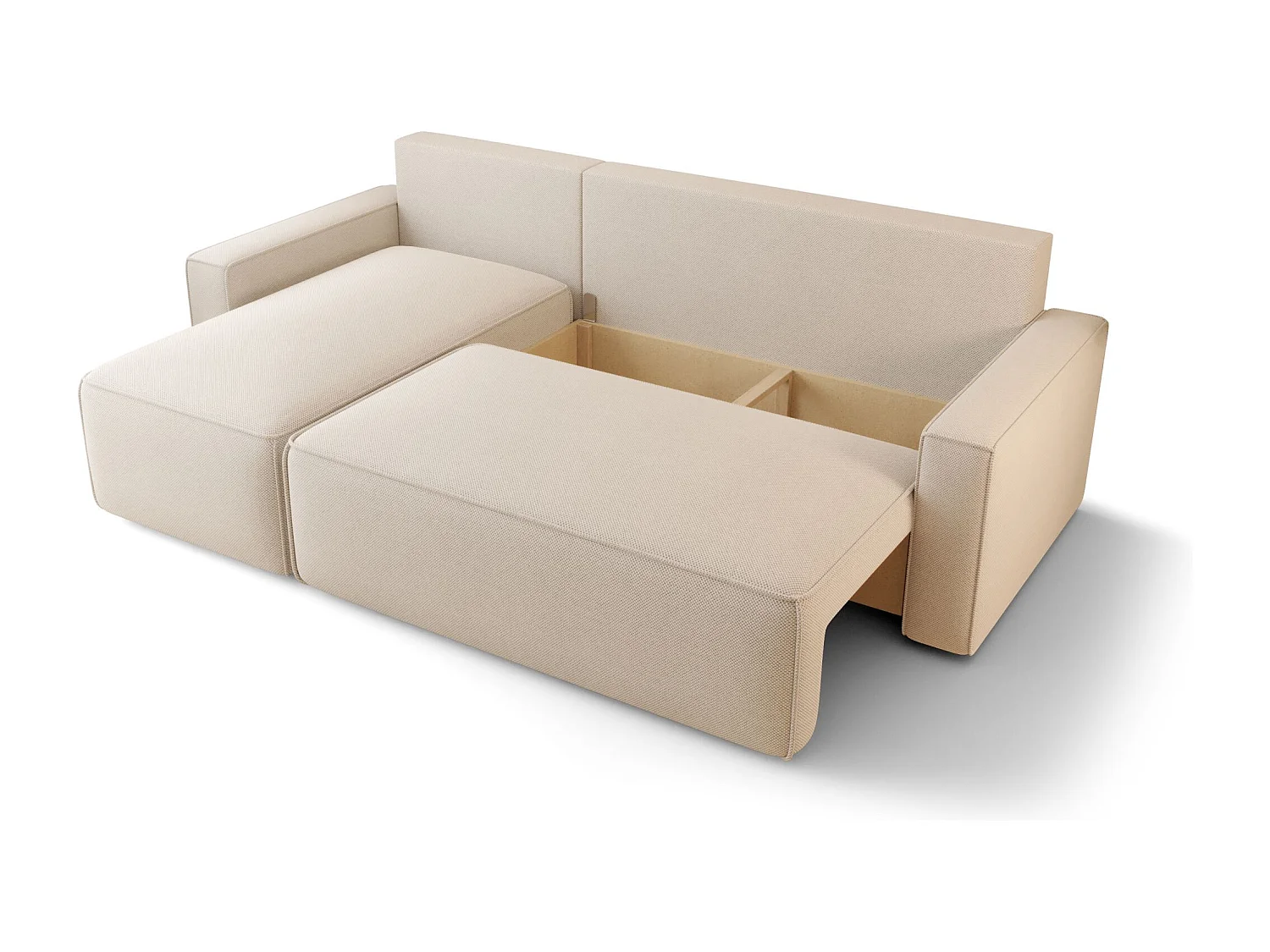 Canapé d'angle HAVANA gauche beige foncé Bukle Quelle 6 - fonction couchage, coffre à literie