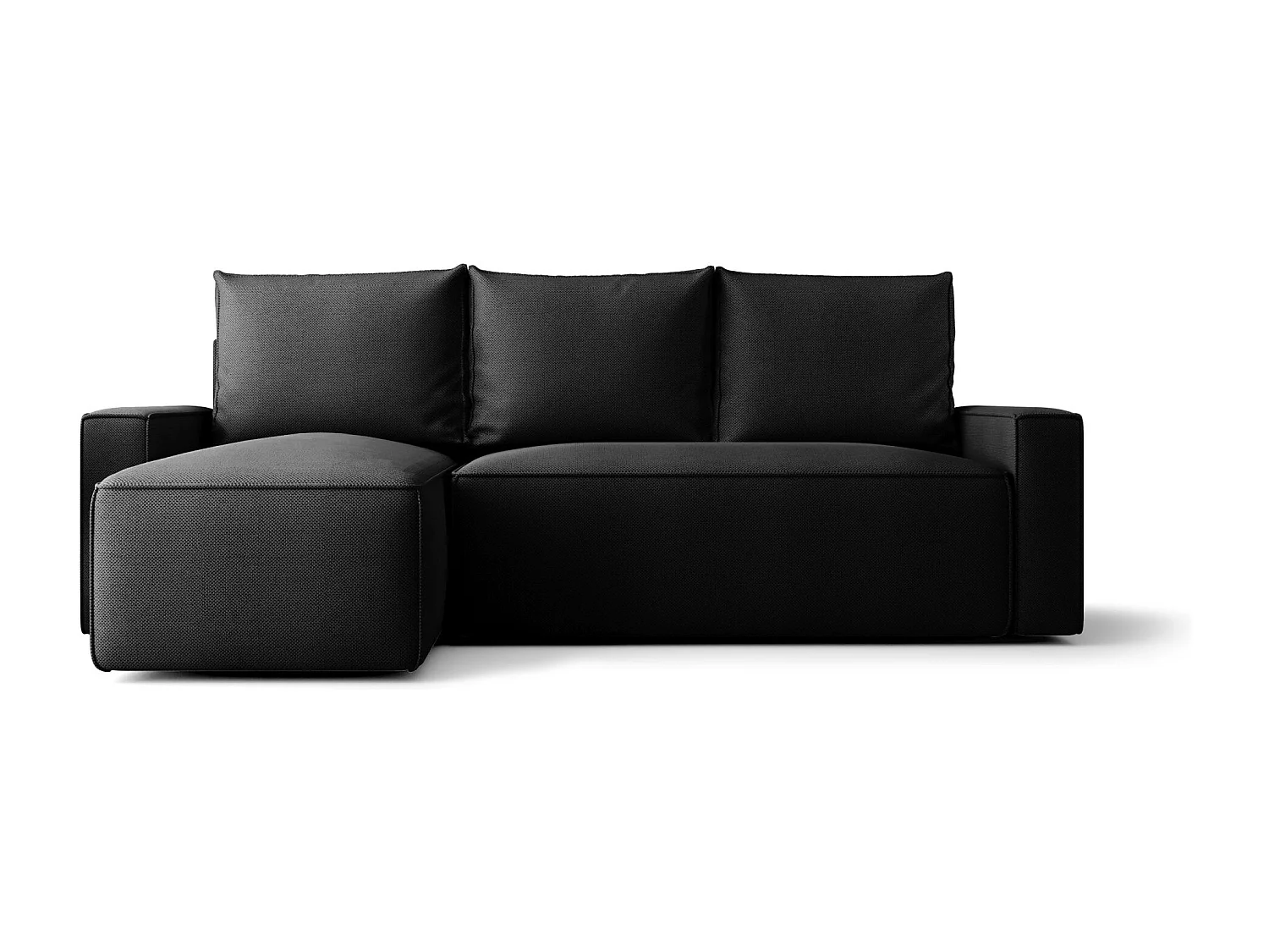 Canapé d'angle HAVANA gauche noir tricot Curio 99 - fonction couchage, coffre à literie