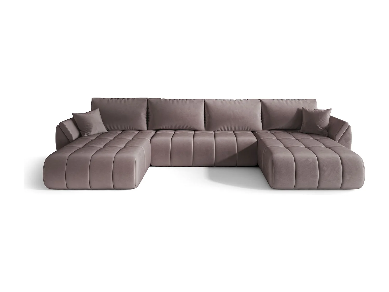 Canapé d'angle SYDNEY PREMIUM en U rose foncé velours Monolith 62 - fonction couchage, coffre à literie