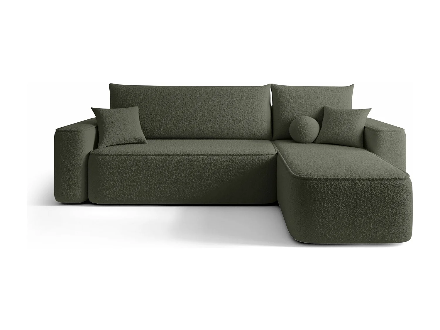 Canapé d'angle TEXAS droit Ciemno Zielony Bukle Quelle 37 - fonction couchage, coffre à literie