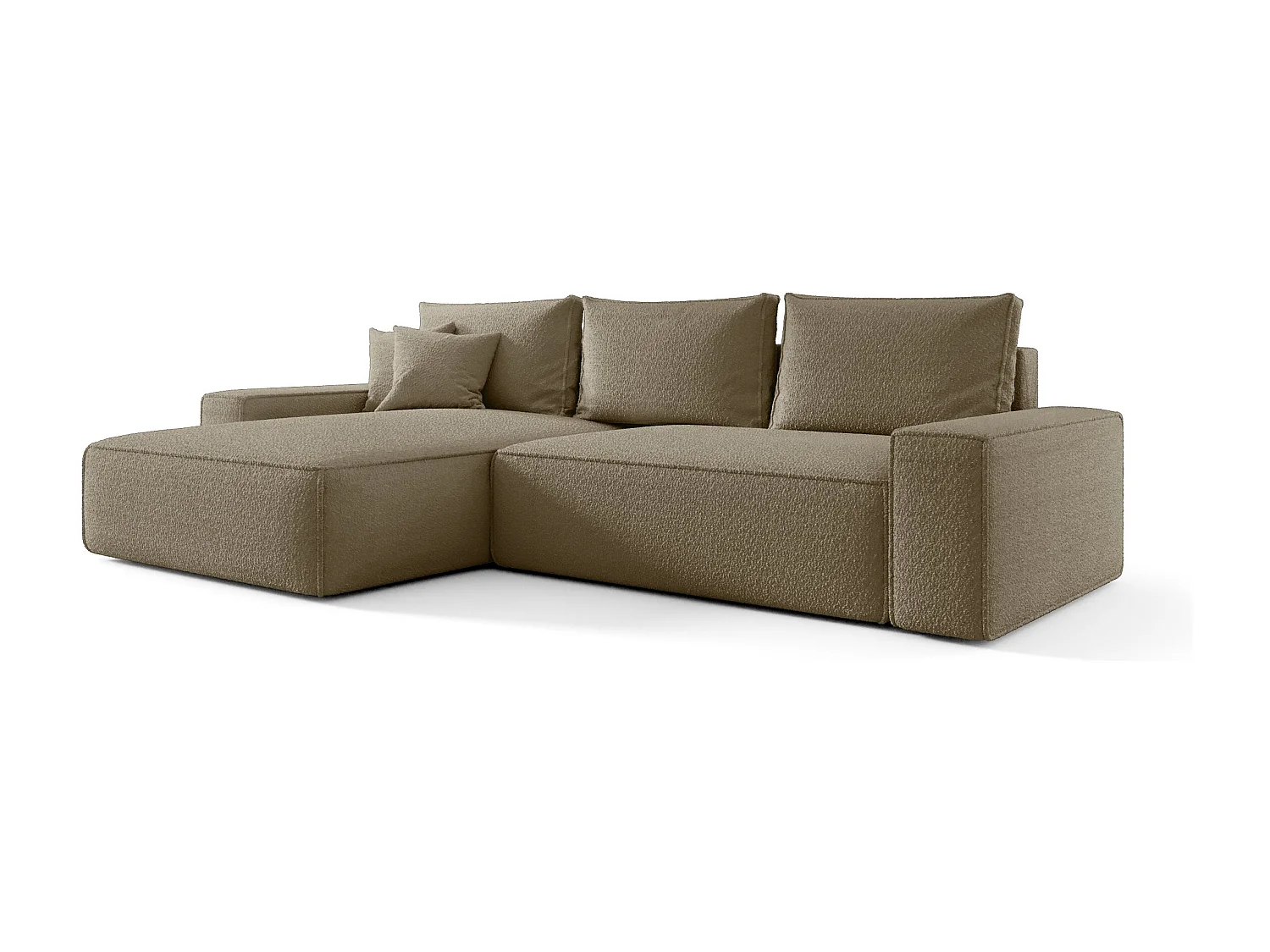 Canapé d'angle CALIFORNIA gauche Jasno Brazowy Bukle Quelle 18 - fonction couchage, coffre à literie