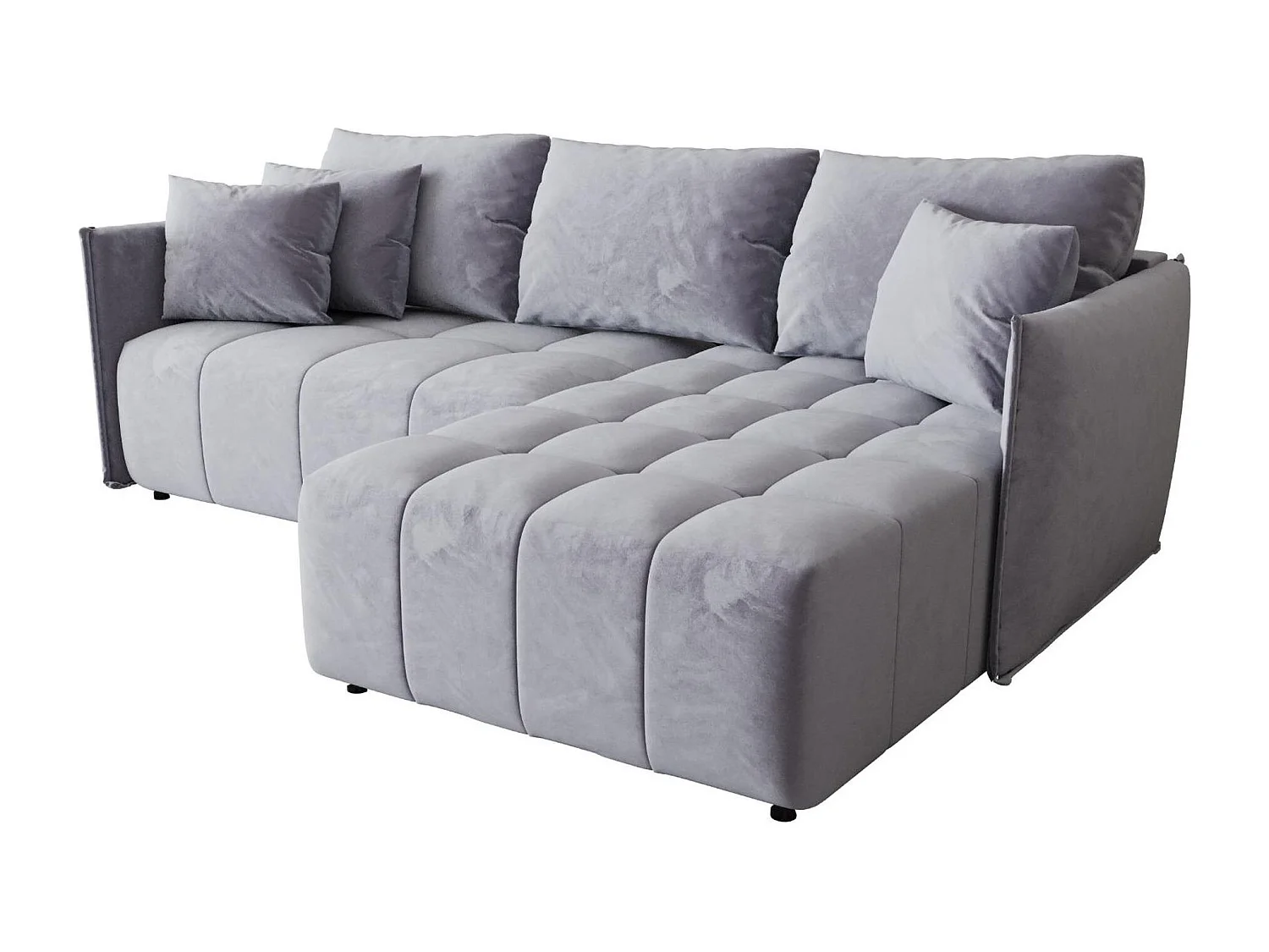 Canapé d'angle CHICAGO droit bleu velours Monolith 70 - fonction couchage, coffre à literie