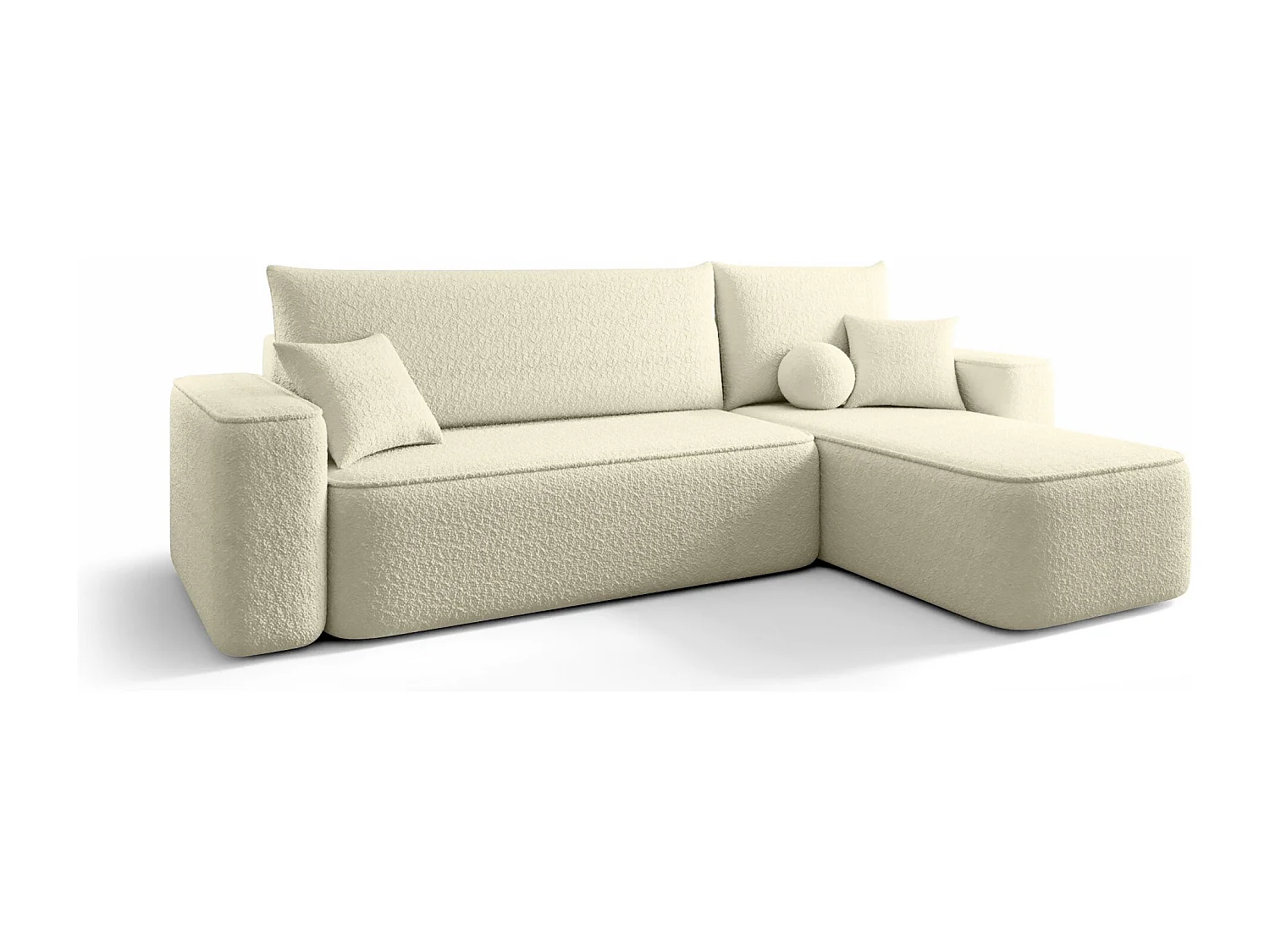 Canapé d'angle TEXAS droit Jasny Bezowy Bukle Quelle 2 - fonction couchage, coffre à literie