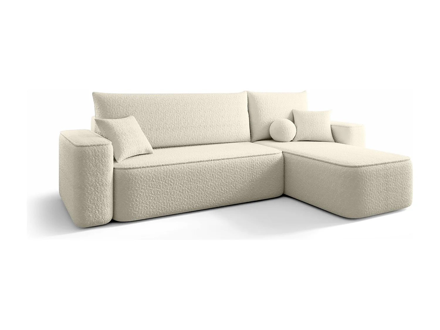 Canapé d'angle TEXAS droit beige Bukle Quelle 3 - fonction couchage, coffre à literie
