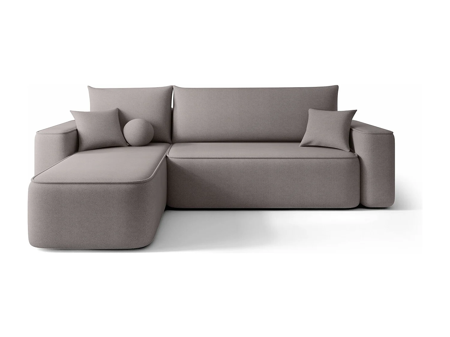 Canapé d'angle TEXAS gauche gris tricot Curio 83 - fonction couchage, coffre à literie