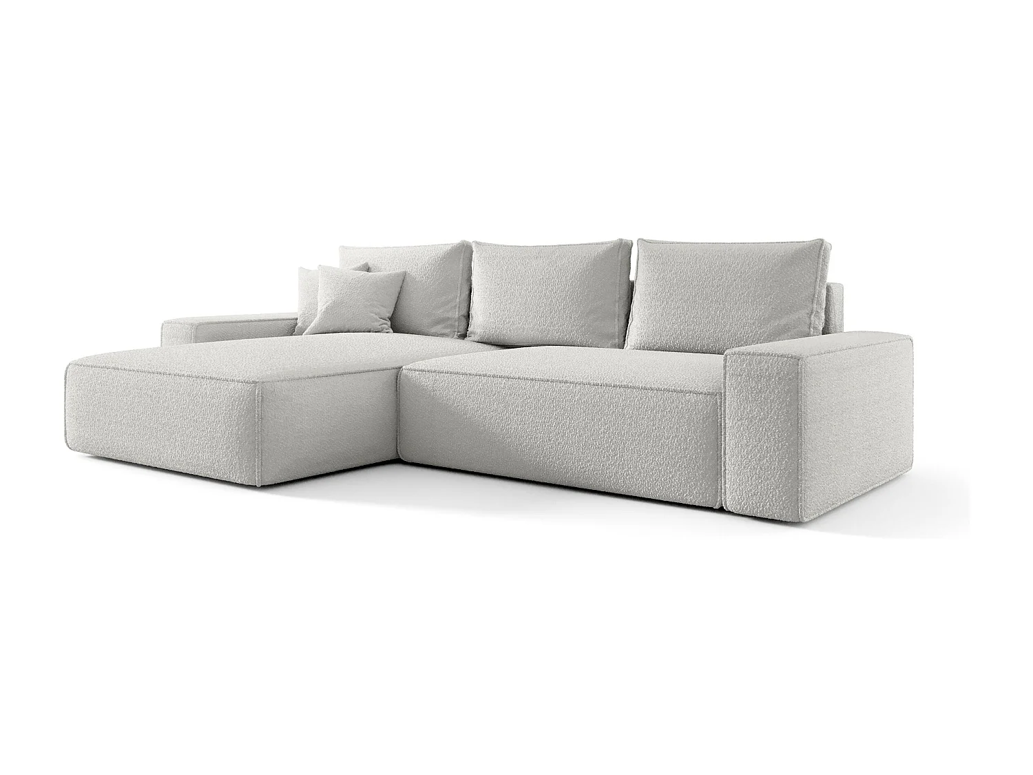 Canapé d'angle CALIFORNIA gauche blanc Bukle Quelle 1 - fonction couchage, coffre à literie