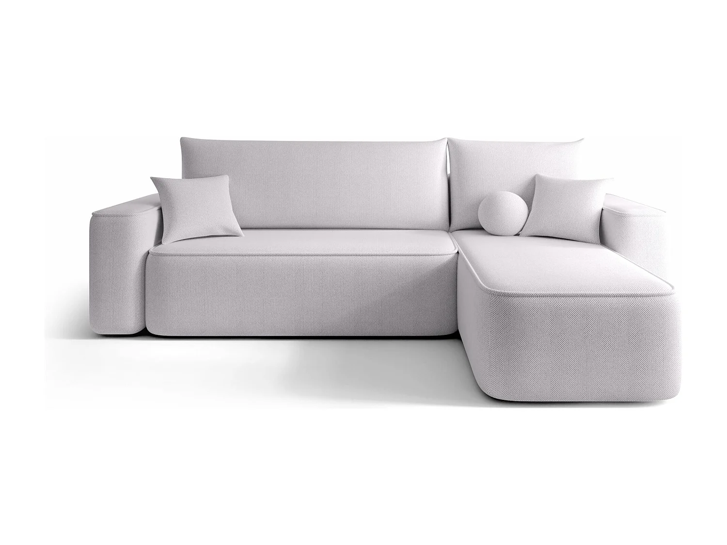Canapé d'angle TEXAS droit gris clair tricot Curio 80 - fonction couchage, coffre à literie