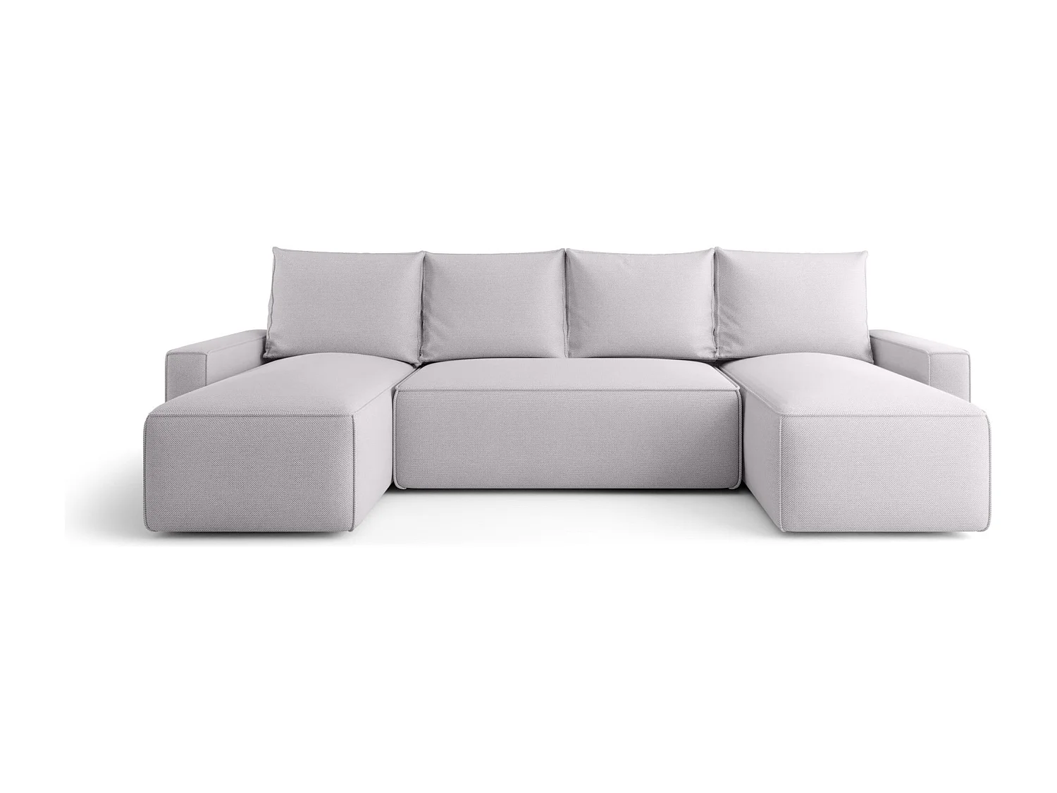 Canapé d'angle HAVANA en U gris clair tricot Curio 80 - fonction couchage, coffre à literie