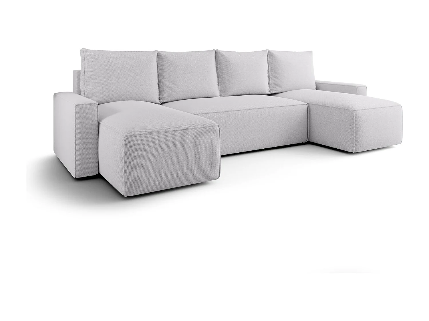 Canapé d'angle HAVANA en U gris clair tricot Curio 80 - fonction couchage, coffre à literie