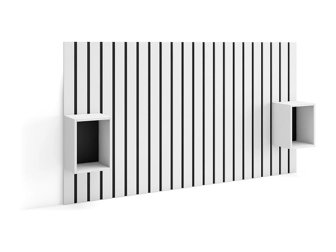 Cabecero Kroma con mesitas de noche integradas blanco 107,2x195,7x22,4 cm