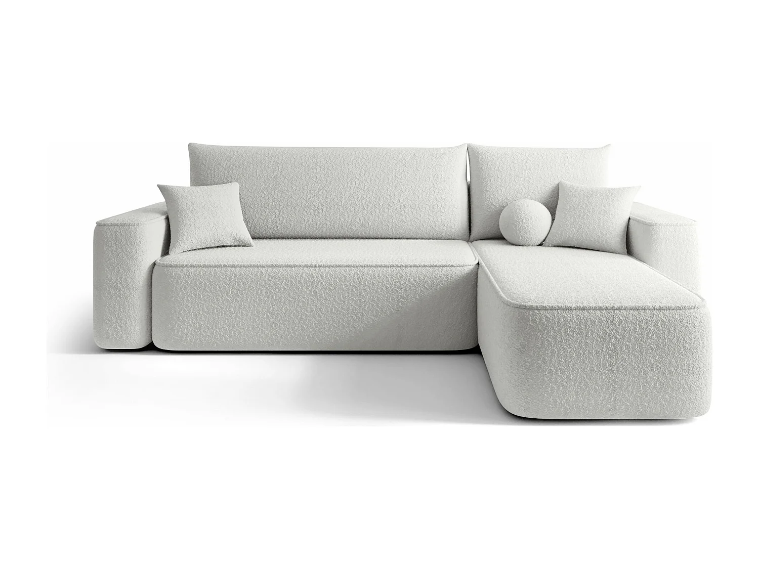 Canapé d'angle TEXAS droit blanc Bukle Quelle 1 - fonction couchage, coffre à literie