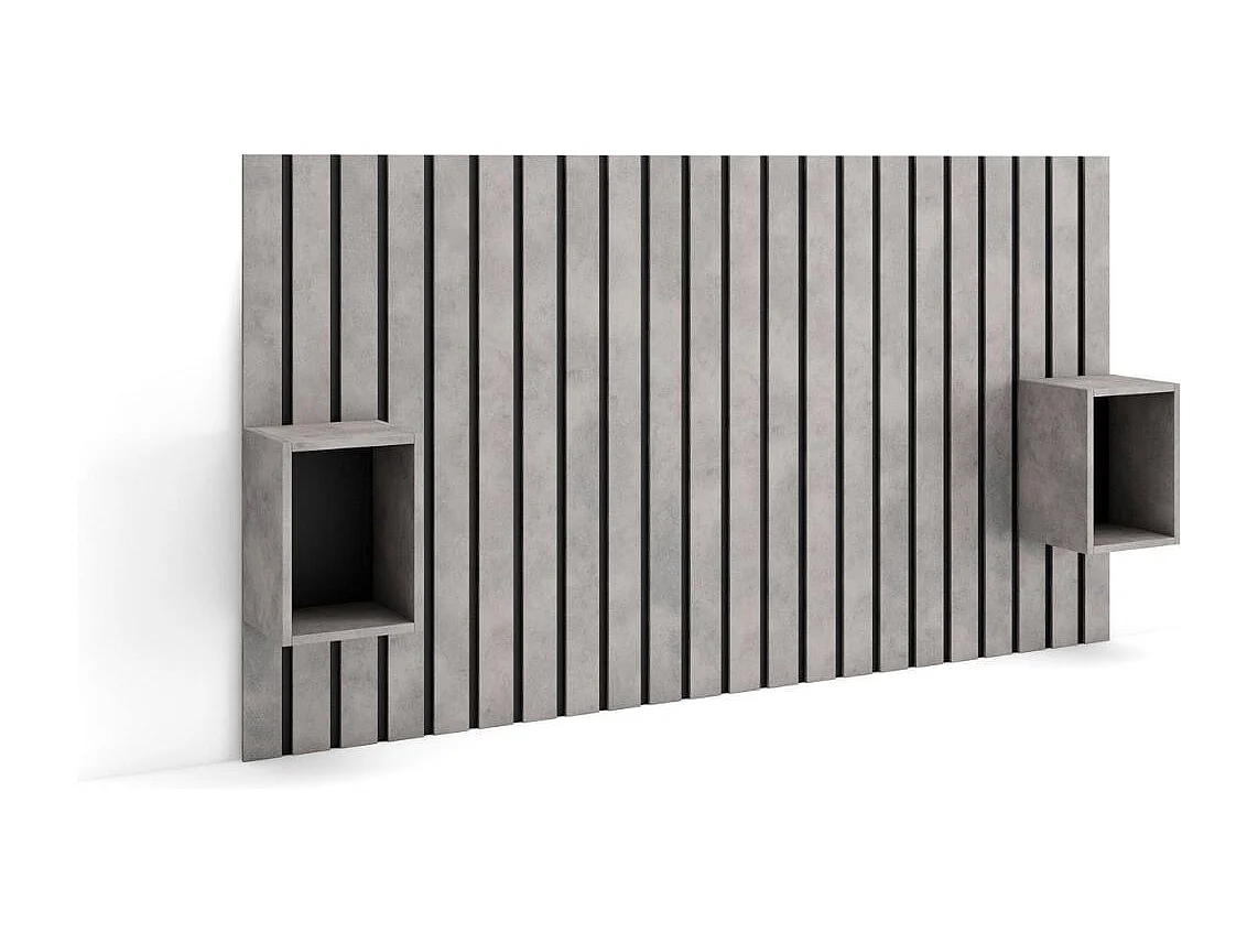 Cabecero Kroma con mesitas de noche integradas gris 107,2x195,7x22,4 cm